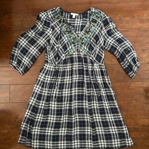 Embroidered Sunflower Boho Cottagecore Dress